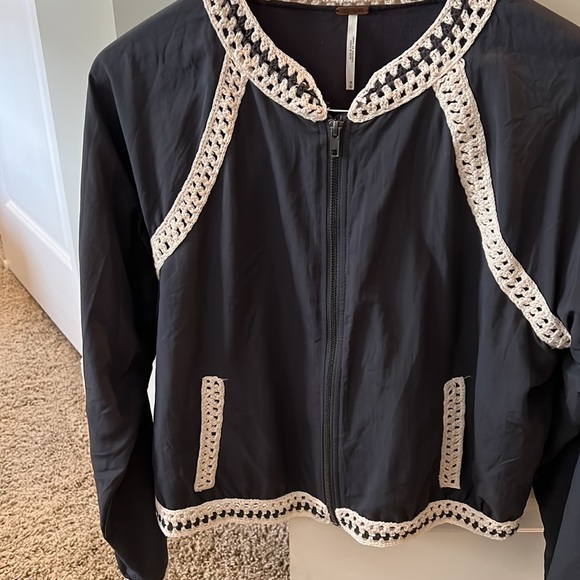 Free People Crochet Inset Baseball Bomber - Picture 8 of 13